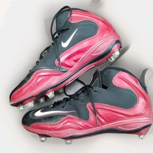 NIKE ZOOM Pro Shark Football Cleats Red Black (548529-001) Men's Size 13.5 2012'